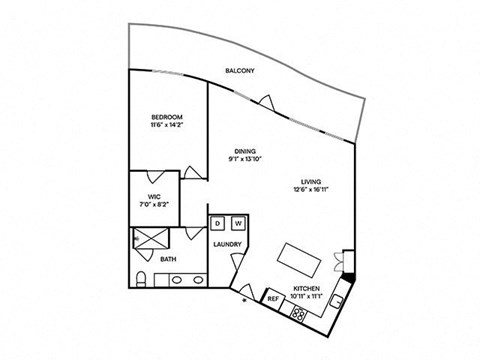Sentral Old Town - A18 1BR 1BA Floor Plan